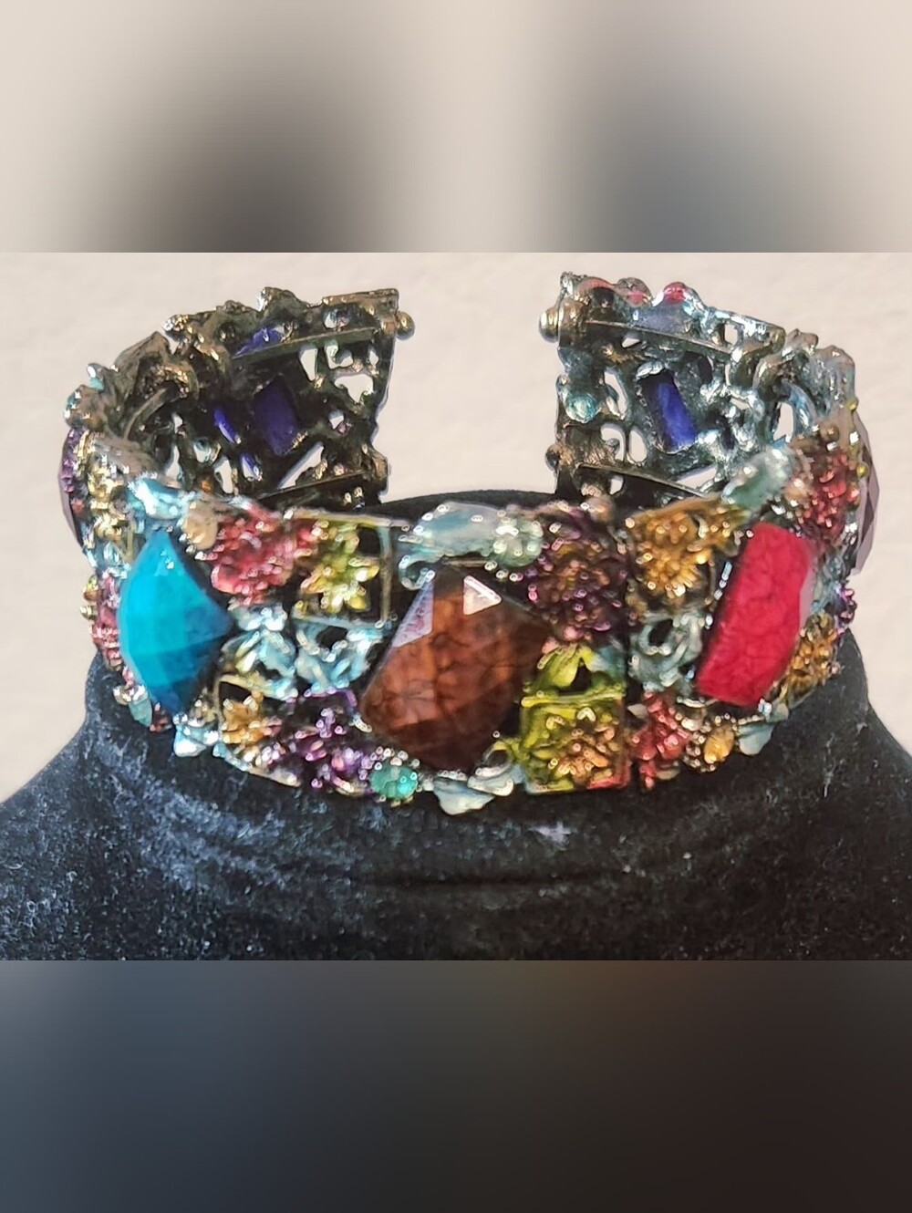 Multicolor Gemstone Cuff Bracelet - Women Jewelry